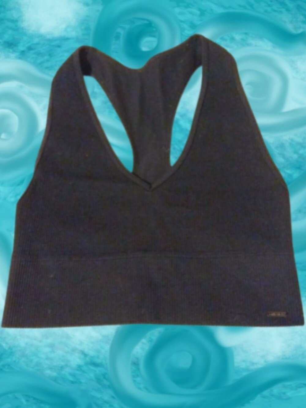 Gilly Hicks Ribbed Racerback Sports Bra M Athleisure Minimalist Pilates Black